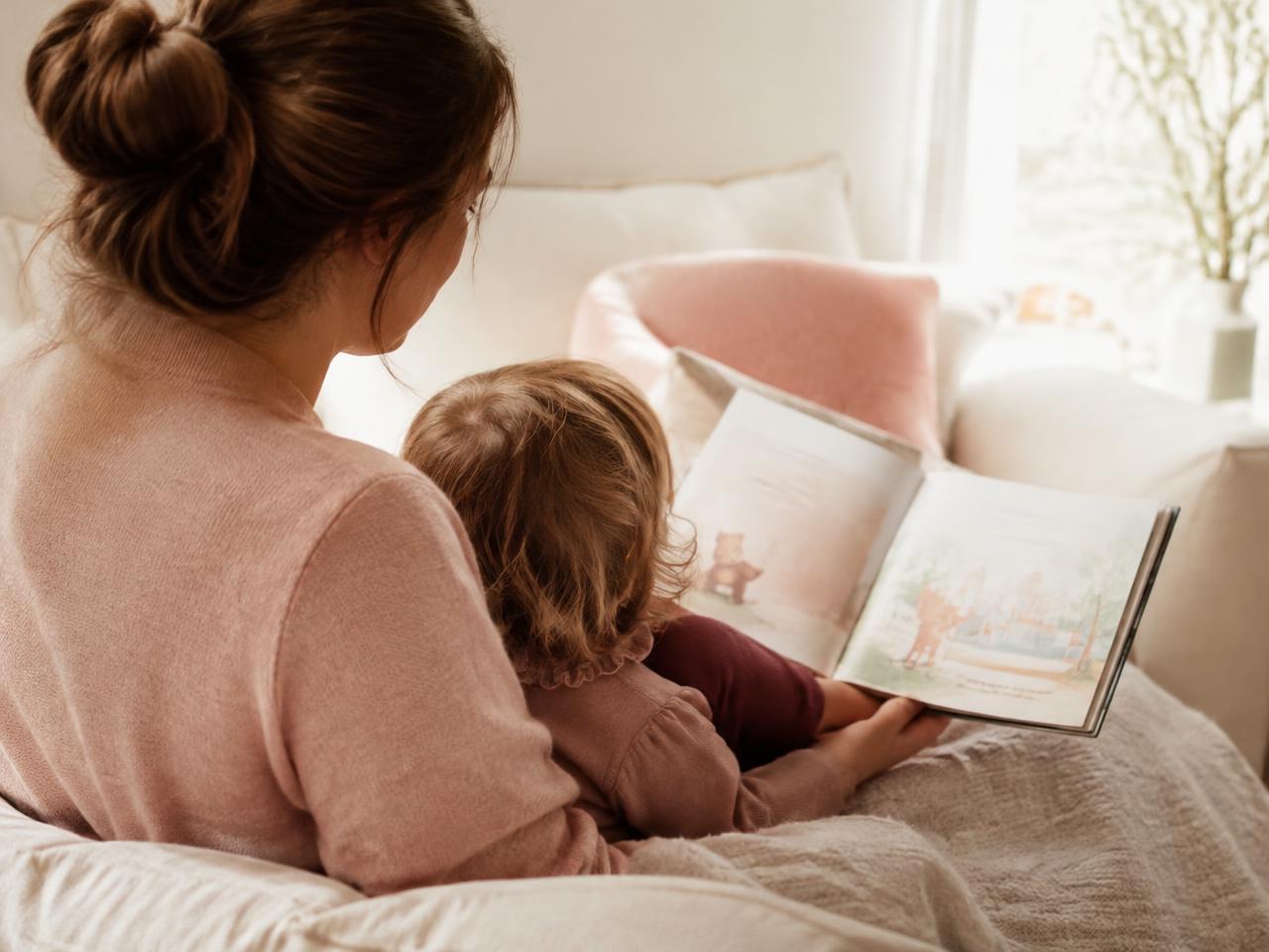 A caregiver reading a picture book with a toddler (illustrative photo)